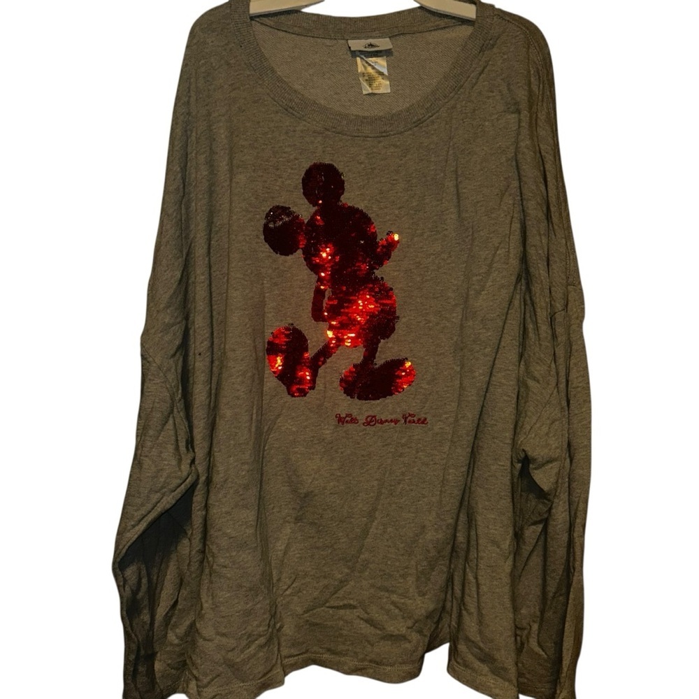 Disney parks grey red sequins gray sweatshirt plus size 3X walt disney world